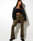 Image of Zoven Flare Trouser in Croc Pu Dirty Khaki