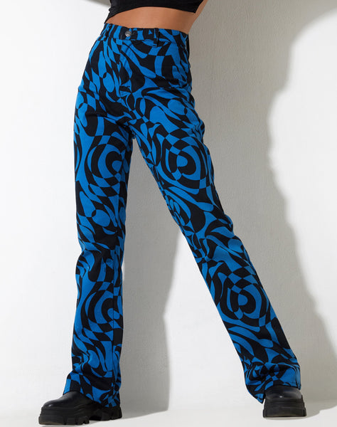 image of Zoven Trouser in Irregular Optic Blue