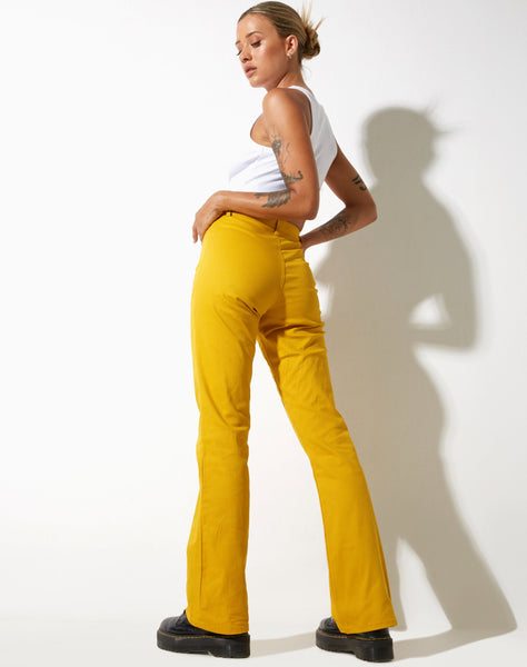 image of Zoven Flare Trouser in Twill Sulfur Mustard