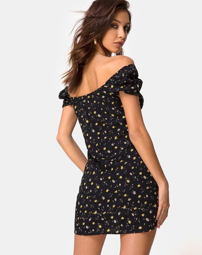 Image of Zudema Mini Dress in Pretty Petal Black