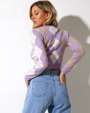 Image of Zuki Jumper in Argyle Lilac Cream and Tan