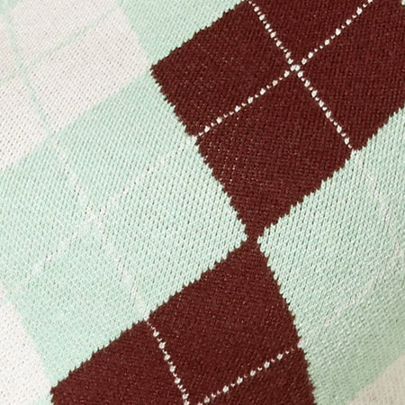 Zuki Jumper in Argyle Green Cream and Brown