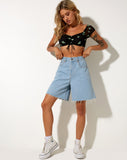 Image of Zule Crop Top in Black Daisy Lime Embro