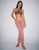 Image of Riyati Crochet Midi Waterfall Skirt in Mauve