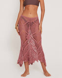 Image of Riyati Crochet Midi Waterfall Skirt in Mauve