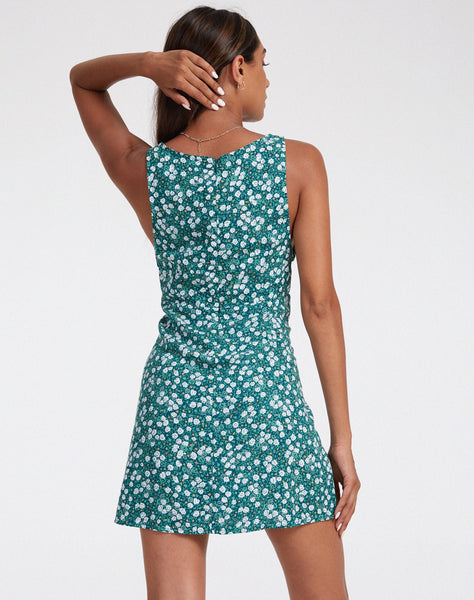 Image of Enslee Slip Dress in Floral Field Green