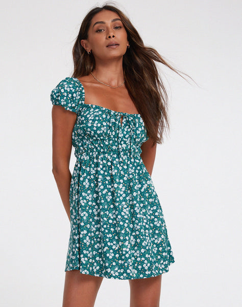 Image of Galova Mini Dress in Floral Field Green