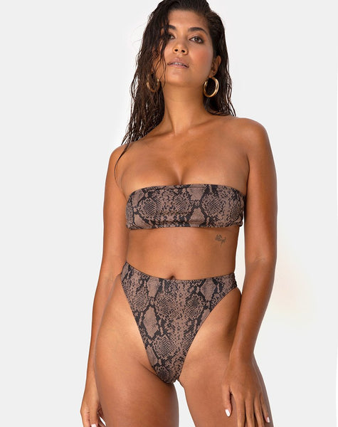 Izarla Bikini Bottom in Snake Taupe