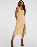 Image of Jorie Midi Dress in Flower Garden Yellow