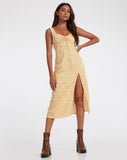 Image of Jorie Midi Dress in Flower Garden Yellow