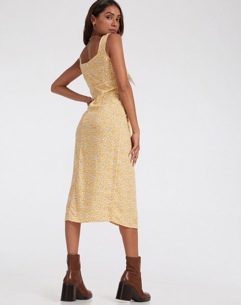 Image of Jorie Midi Dress in Flower Garden Yellow