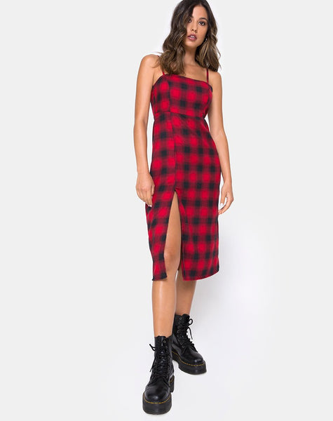 Kaoya Dress in Plaid Red and Black