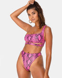 Ledra Bikini Bottom in Snake Pink