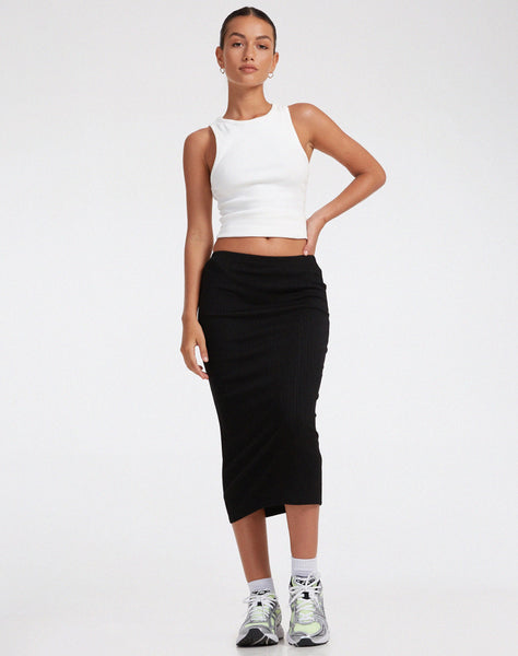 image of Magata Midi Skirt in Jersey Plise Black