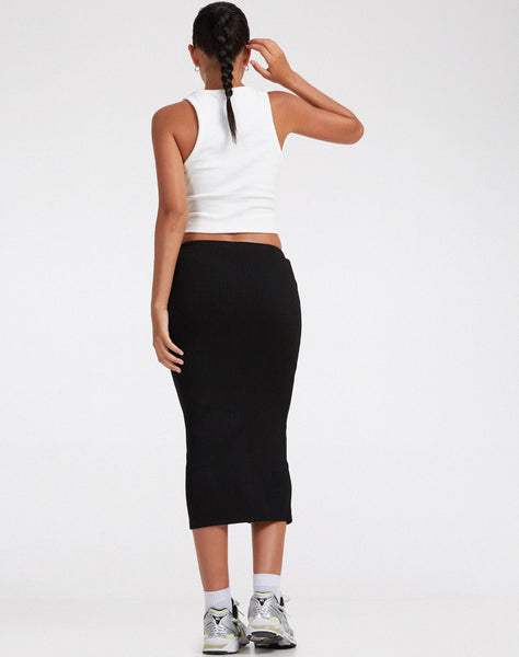 image of Magata Midi Skirt in Jersey Plise Black