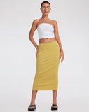 image of Magata Midi Skirt in Jersey Plise Mustard