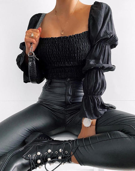 Irene Longsleeve Top in 80's Polka Black