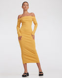 Image of Shiloh Long Sleeve Dress in Rib Yolk Yellow