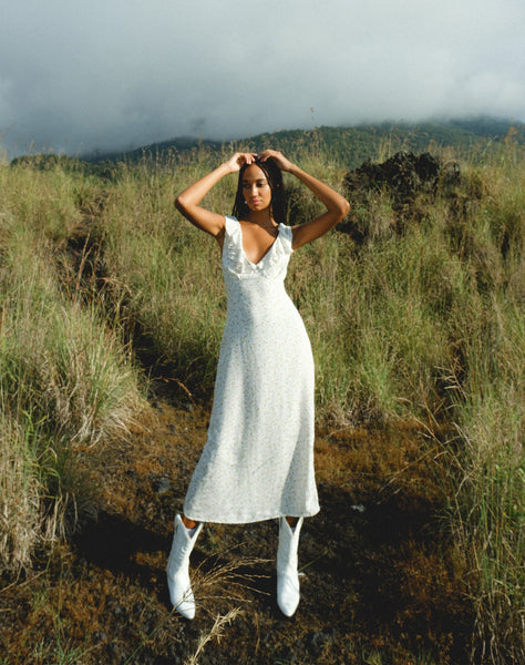 image of Rufiso Midi Dress in Pretty Petal Ivory