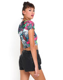 Motel Tabby Crop in Pink Southern Floral Highlight Print