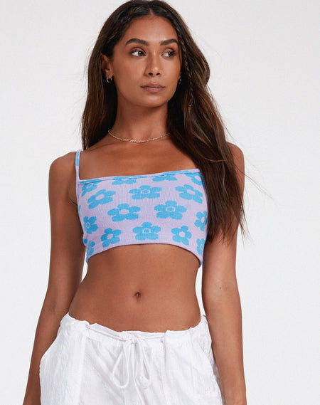 Haenji Bralette Top in Flower Power Blue