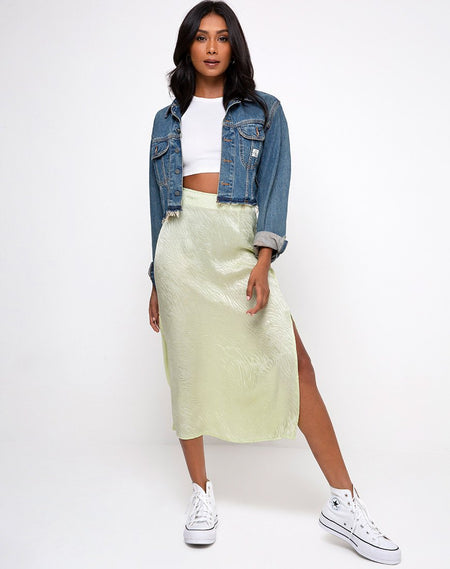 Tindra Midi Skirt in Satin Olive