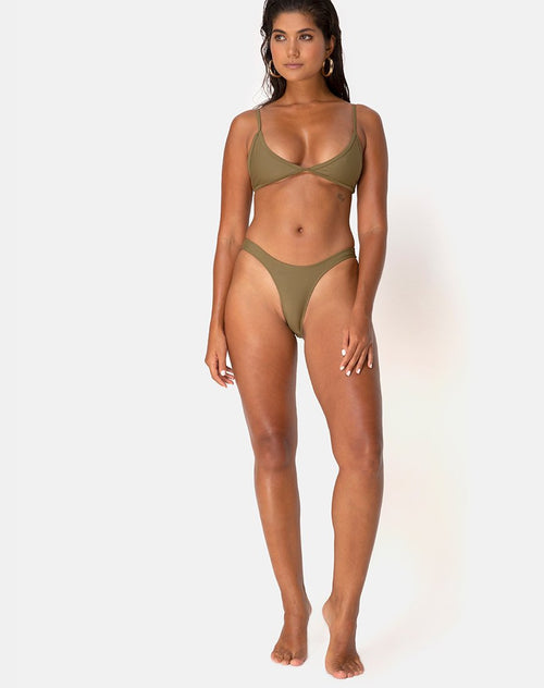 Valda Bikini Bottom in Matte Khaki